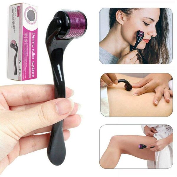 3 In 1 Combo Deal 1 Derma Roller , Silicone Scalp Massage Brush , Oil Bottle. - Creative house