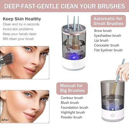 3 In 1 Electric Makeup Brush Cleaner Makeup Brushes Drying Rack Brush Holder Stand Tool Automatic Make Up Brush Cleaner Machine. - Creative house